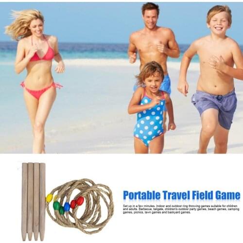 Wooden Ring Toss Game Set Outdoor Rope Loop Games Parent-child Interactive Leisure Sports Kids Toy Lawn Garden Beach Group Game