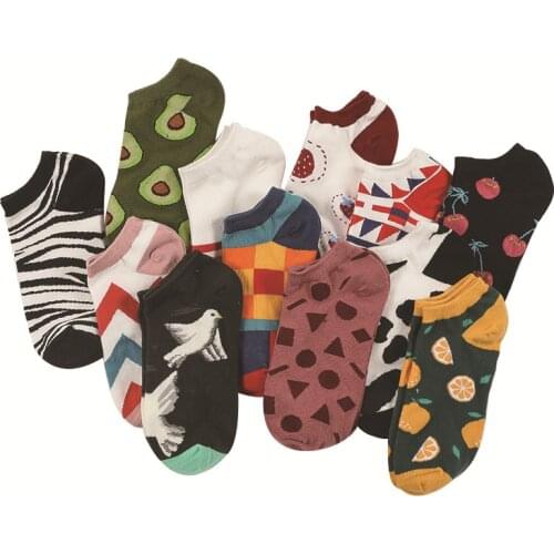 Happy Boat Socks Ladies Short Tube Socks Tide Socks Shallow Mouth Cotton Socks Girls Socks Female Woman Socks Womens Sock