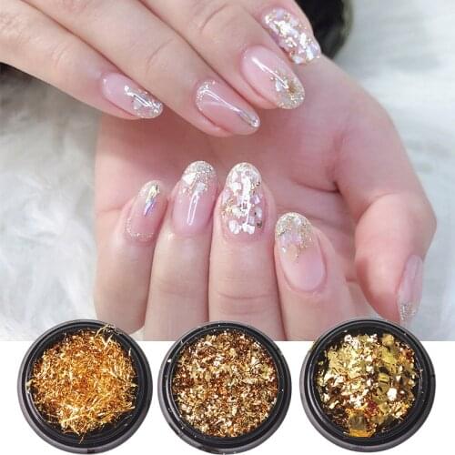 New gold and silver flash nail piece silver Sequin powder gold silver red irregular gold foil Sequin manicure decoration