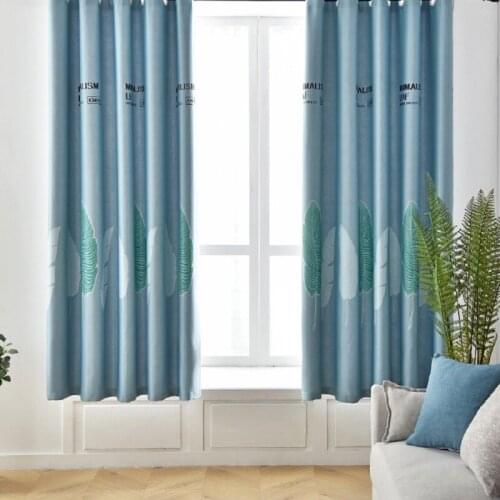 New Pastoral Curtain Cloth Plant Leaf Printing Curtain Shading Cloth Curtain Finished Product Curtains for Living Room Bedroom