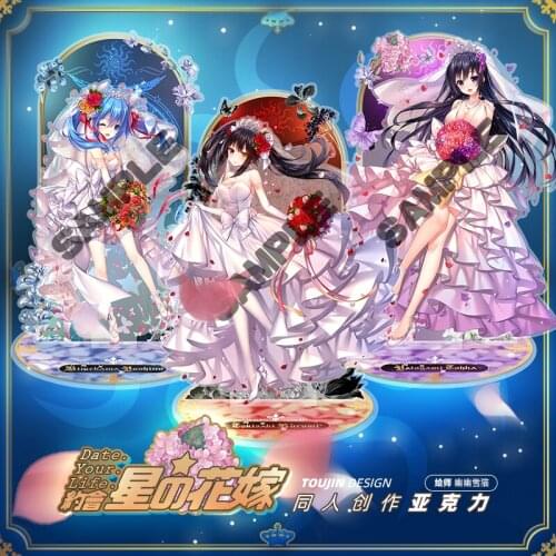 Anime DATE A LIVE Flower Wedding Acrylic Stand Figure Model Tokisaki Kurumi Himekawa Yoshino Yatogami Tohka Desktop Decor Gift
