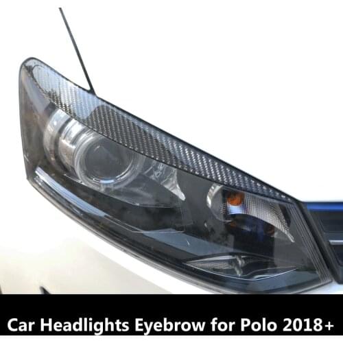 Pair Car Headlights Eyelids Eyebrow ABS Trim Stickers Cover For VW for Polo 2018+ Accessories Car Styling 3 Style To Choose