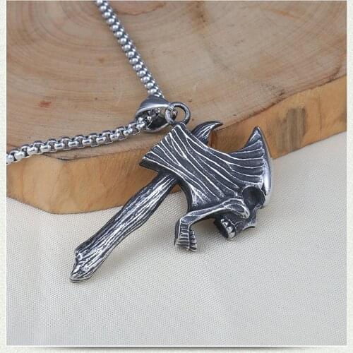 Ghost Axe Stainless Steel Necklace Retro Hip Hop Style Pendant New Personality Pendant