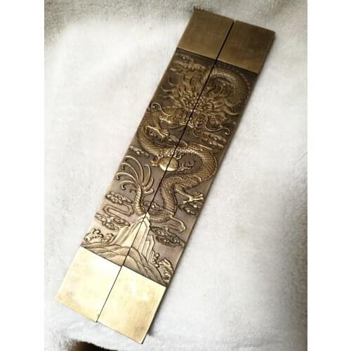 11 pulgadas de largo bronce puro alivio dragón gran pisapapeles