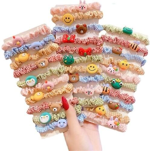10pcs/set Cartoon Cute Rope Children Baby Elastic Hair Rubber Bands Accessories Kids Girl Headband Tie Ring Headwear Scrunchie