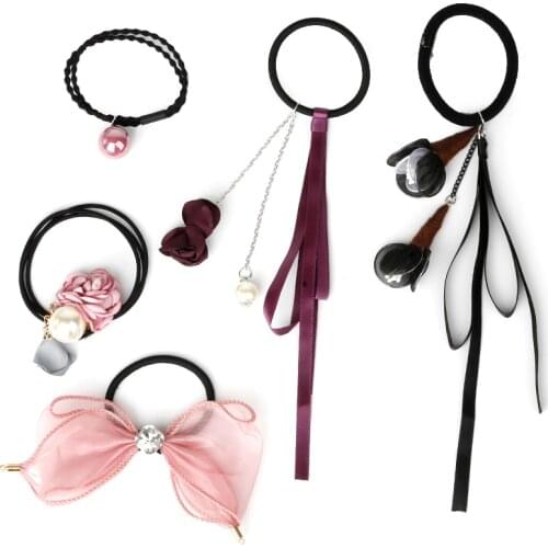 5Pcs Hair Accessories Elastic Rubber Bands Ring Headwear Girl Elastic Hair Band Ponytail Holder Scrunchy Rope Hair Jewelry