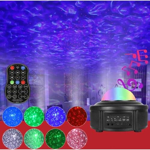 Romantic Colorful Starry Sky Ocean Projector Night Light Remote Control Ocean Wave Projection Lamp With Bluetooth Music Speaker