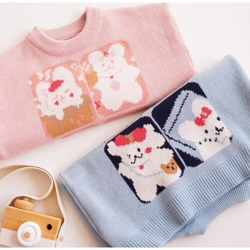 Spring Autumn New Kids Sweaters Casual Cartoon Rabbit Knit Sweaters for Boys Girls Childrens Pullover Sweater Baby Knit Jackets