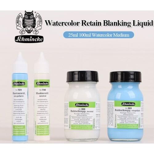 Schmincke Cover/Block/Protect/Leave Blank Areas Watercolor Retain Blanking Liquid/Gum 25/100ml Pigskin Glue Strong Cleaning Gum