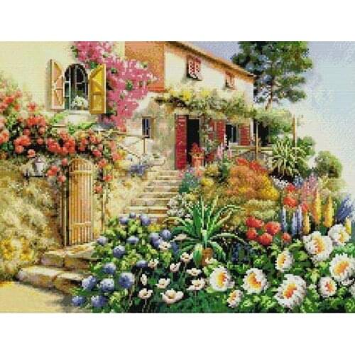Top Quality beautiful lovely counted cross stitch kit flower house home in summer