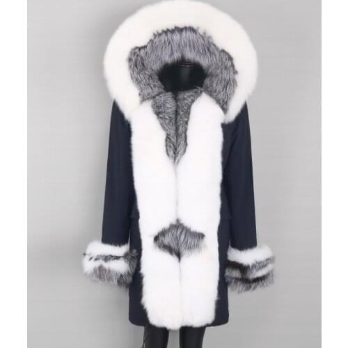 2021 Women Winter Jacket 7XL Real Fur Coat Female Long Parka Warm Big Fur Collar Outerwear Detachable Natural Real Fox Fur