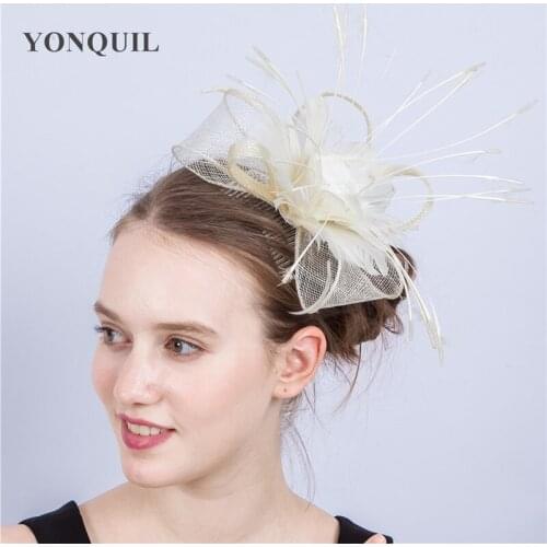 Womens Fashion Fascinators Hats Wedding For Girl Elagant Ladies Feather Headwear Derby Fedora Church Dresses Hats SYF213