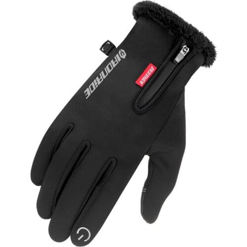 Winter Motorcycle Gloves Skiing Glove Black Thermal Fleece Lined Touch Screen Water Resistant Non-slip Motorcycle Riding Gloves