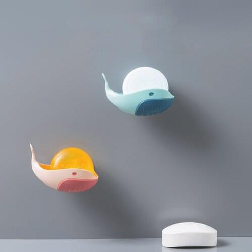 1PC Creative Cute Soap Box Wall-mounted Soap Sponge Brush Drain Holder Punch-free Bathroom Soap Dish Bathroom Accessories