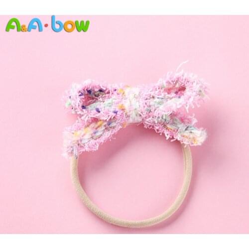 1PCS/Lot knitted Bow Nylon Headband for Baby Girls,Tassel Bowknot Hair Accessories ,Cute Headwear Hairbands Birthday Gifts