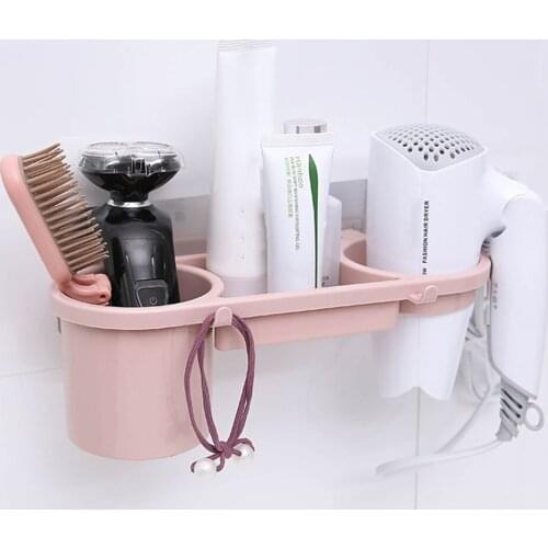 Portable 1Psc Wall-Mounted Storage Racks Creative Suction Cup Hair Dryer Holder Comb Rack Stand Bathroom Supplies Shelves