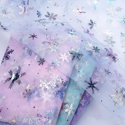 100*160cm Snowflake Foil Tulle Colorful Fabric Organza Baby Shower Party Supplies Clothes DIY Decoration Handmade Materials