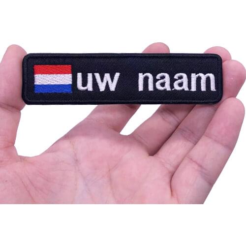 Dutch flag Netherlands 10X2.5cm Embroidery Custom Name Text Patch Stripes badge Iron On Or Velcro Backing Patches For Clothes