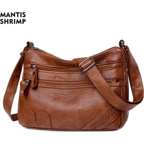 2021 Fashion Luxury Designer Crossbody Bag PU Leather Soft Messenger Bags for Ladies Zipper Small Retro Women Bag Female Bags