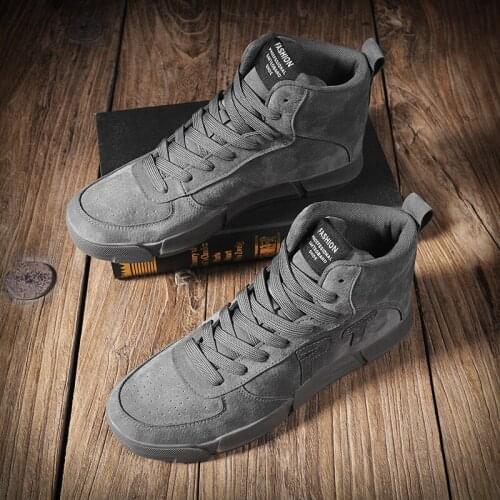 2021 New Fashion Sneakers Mens High help Casual Shoes Comfortable Non-slip Shoes Brand High Top Trend suede Men Shoes