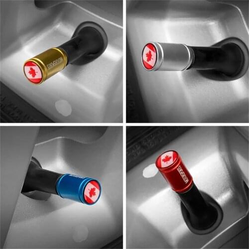 4Pcs/Pack Car Accessories for VW for Audi for Benz Canada Flag Logo Sticker Car Wheel Tire Valve Caps Stem Covers Auto Styling