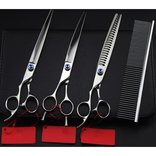 4 kit upscale Professional left hand pet 8 inch shears dog grooming hair scissors cutting barber thinning hairdressing scissors