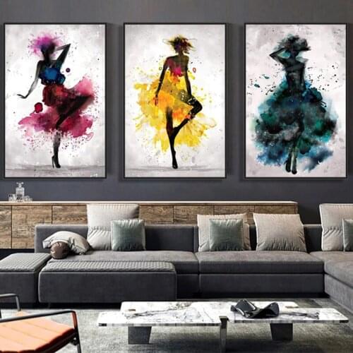 Abstract Dancer Girls Canvas Painting Poster and Print Nordic Graffiti Wall Art Picture Cuadros Home Decoration for Living Room