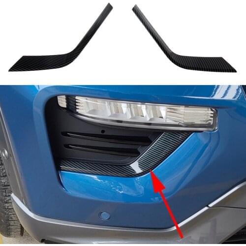 Accessories Fit For Ford Explorer 2020 2021 Front Fog Light Strips Cover Trim Carbon Fiber Style