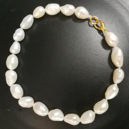 10x11mm white baroque pearl handmade Bracelet gold clasp real Natural Freshwater Pearl 15cm 20cm 6inch 8inch 9
