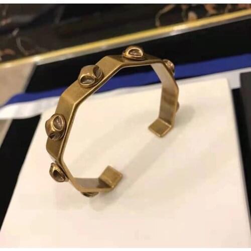 Brand Fashion Jewelry For Women Bronze Cuff Bracelet Party Jewelry Gold Chain Colorful Crystal Unique Top Quality