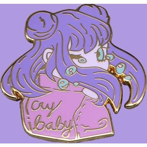 Pretty Guardian Cry Baby Girl Brooch Pins Enamel Metal Badges Lapel Pin Brooches Jackets Jeans Fashion Jewelry Accessories
