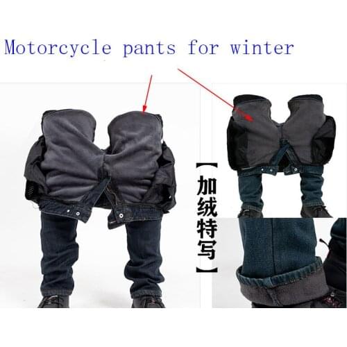 Motorcycle Pants Men Windproof Protective Gear Motocross Jeans Riding Trousers Moto Pants with velvet for winter