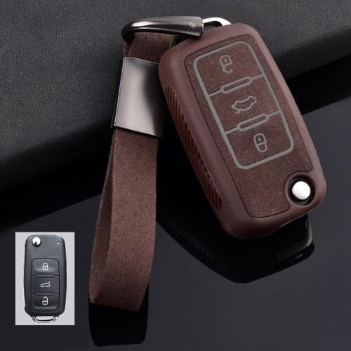 Leather+tpu Car Remote Key Case Cover Holder for Volkswagen VW POLO Tiguan Passat B5 B6 B7 Golf EOS Scirocco Jetta MK6 Octavia
