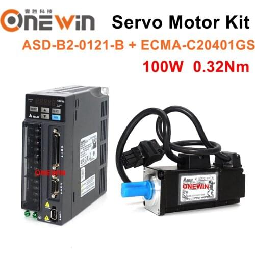 Delta 100W AC servo motor drive kit ECMA-C20401GS and ASD-B2-0121-B 0.32NM 3000RPM 40mm Oil Seal with 3m cable