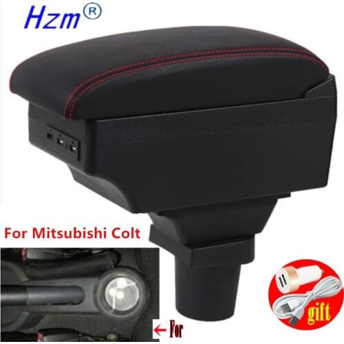 For Mitsubishi Colt Armrest box Interior special Retrofit parts Center Car Armrest box Center Storage box USB LED