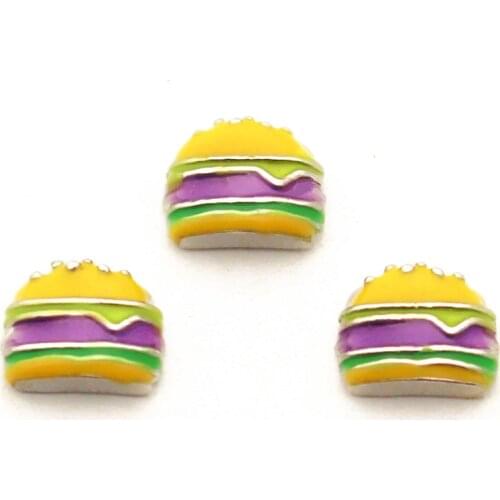 Hot Sate 10pcs/lot Metal Hamburger Floating Charms For Glass Lockets Necklace DIY Jewelry