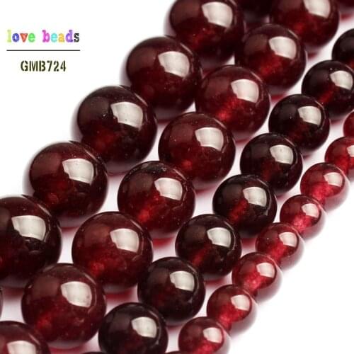 Garnet Stone Beads Dark Red Jades Round Beads for DIY Bracelet Jewelry Making 15" Strand 6/8/10/12mm