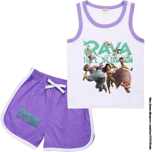 Raya and The Last Dragon Baby Basketball Uniform Suit 2021 Summer New Boys Childrens Clothing Childrens Vest Shorts