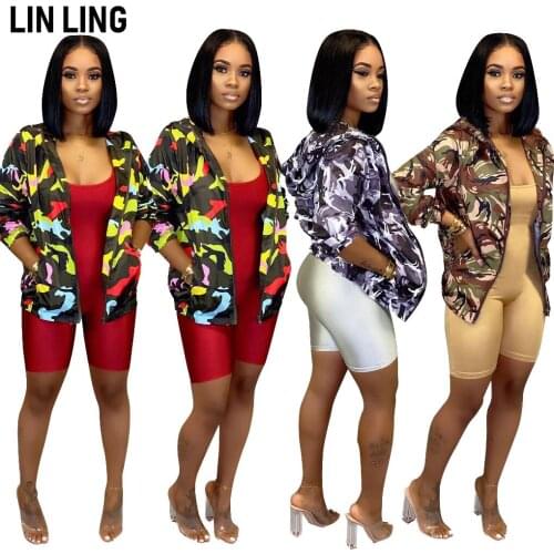 LINLING 2020 Spring Camouflage Print Versatile Hooded Adult Jacket Sports Workout Running Coat Women