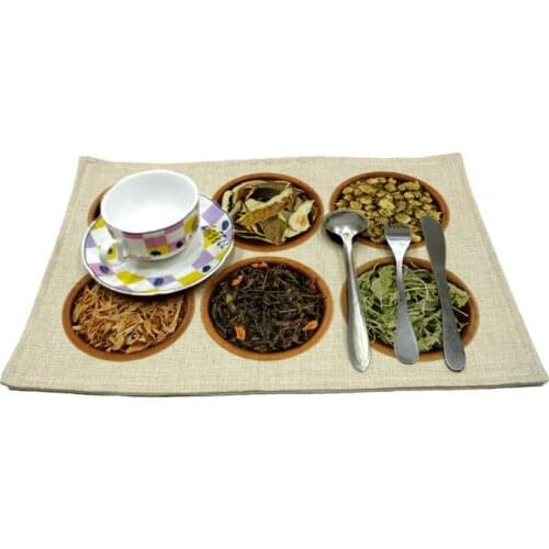 Herbs pattern print linen placemat coasters disc pads bowl pad pot dining table mat coster heat insulation pad