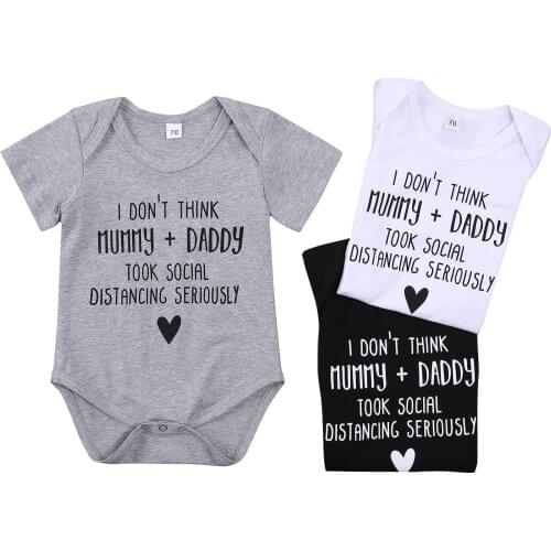 Toddler Infant Baby Girls Clothes Boys Bodysuits Funny Letter Print Short Sleeve Round Neck Rompers Childrens Clothing Set
