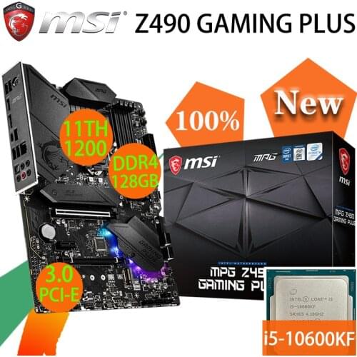 MSI MPG Z490 GAMING PLUS Motherboard +CPU Intel Core i5 10600KF Set LGA 1200 DDR4 M.2 Intel Z490 PCI-E 3.0 New Desktop placa-mãe