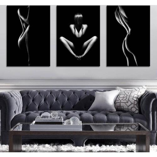 Sexy Women Body 3pieces Full square&round diamond painting 5d diy diamond embroidery paint by number Black White wall artZP-1486
