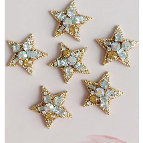 10pcs Craft Crystal Rhinestone Buttons Flower Star Cluster Flatback Wedding Embellishment Jewelry Craft