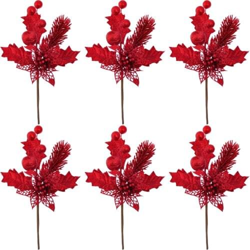 Cutting Leaves Cuttings Gold Powder Hollow Fruit Christmas Tree Plastic Branches Golden New Simulation Artificial