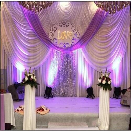 20ftx10ft Luxury Wedding backdrop Curtains with swags event and party fabric wedding backdrop curtains including middle sequin