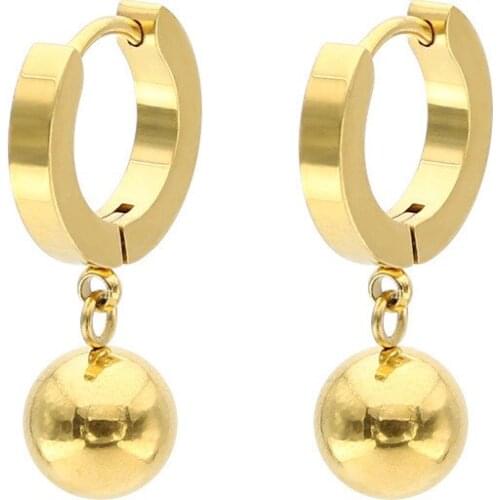 Classic Stainless steel Hook Earrings Round Ball Pendant for Women Girls Simplicity Ear Jewelry birthday Gifts