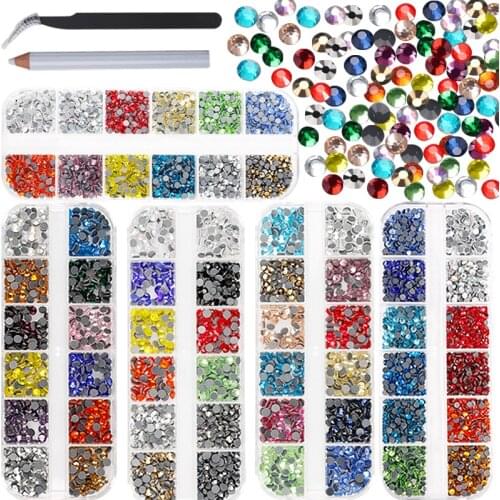 Hot Fix Rhinestones 720Pcs-2000Pcs/Box Mix Color Glass Crystal Hotfix Rhinestone for Clothing Hot Fix Rhinestones Decoration Diy