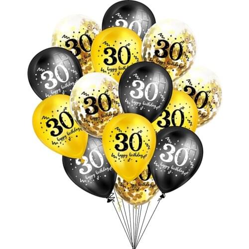 30th Birthday Party Balloons Gold Black Confetti Air Balloon Happy Birthday Party Decorations Adult 30 40 50 60 Birthday Balons