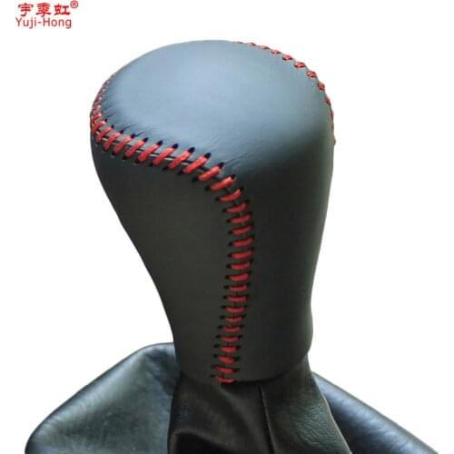 Yuji-Hong Car Gear Covers Case for Chery A3 2011 Manual Shift Collars Genuine Leather Hand-stitched Auto Cover Black